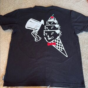 Icecream Black Short Sleeve Tee with Graffiti Ice Cream Design